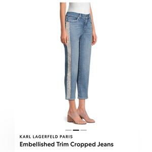 KARL LAGERFELD PARIS
Embellished Trim Cropped Jeans